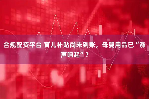 合规配资平台 育儿补贴尚未到账，母婴用品已“涨声响起”？